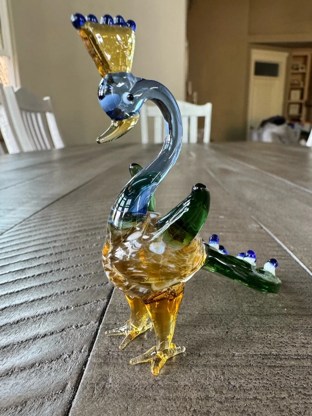Pier 1 Imports Handmade - Handblown Art Glass Peacock Figurine